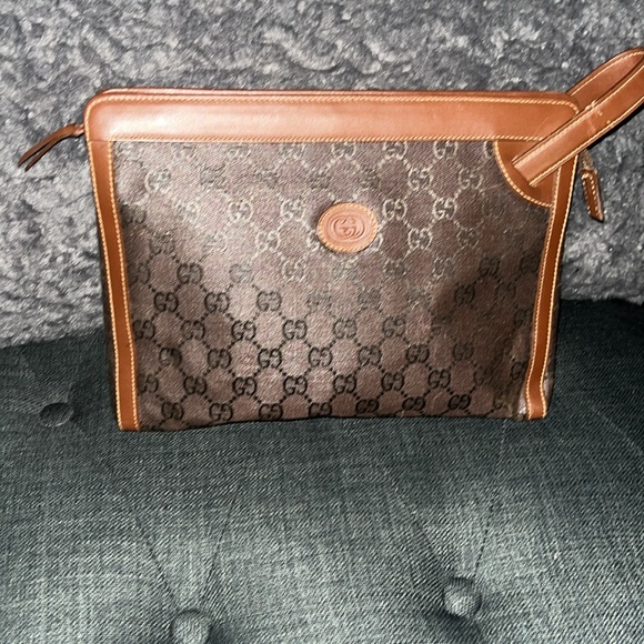 Authentic Gucci Second Bag GG Canvas Leather Brown - Picture 12 of 13